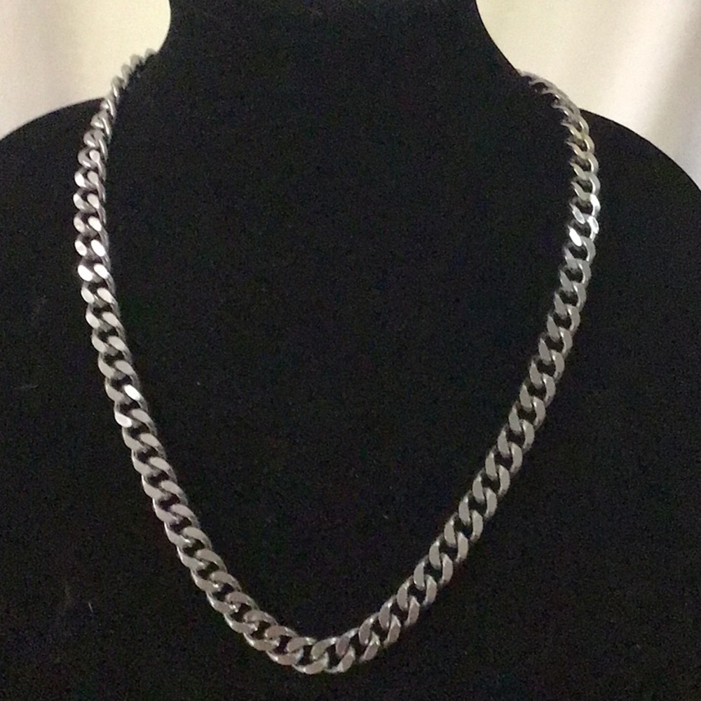316 Stainless Steel Curb Chain Necklace – 23.5” Length, 3/8” Wide, Hypoallergeni